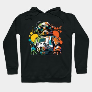 Robot, Colorful With Colorful Circles In The Background Hoodie